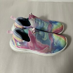 Sketchers Shoes Girls Sz 1.5 Multicolor‎ Slip On School Memory Foam Comfort